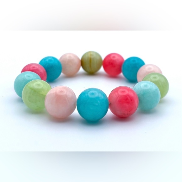 Jewelry - Pastel Bead Stretch Bracelet Agate ? Marbled Spring Summer Boho Colorful READ